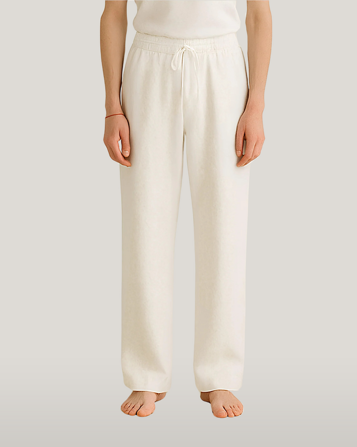Ivory Relaxed-Fit Linen Pants