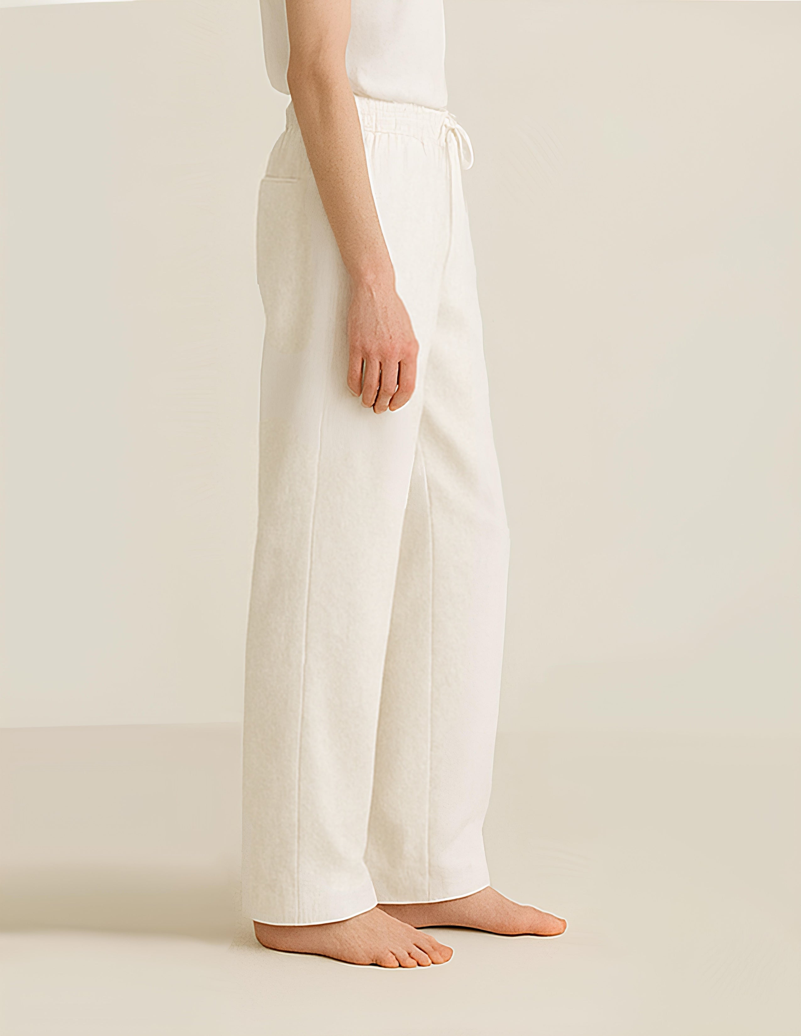 Ivory Relaxed-Fit Linen Pants