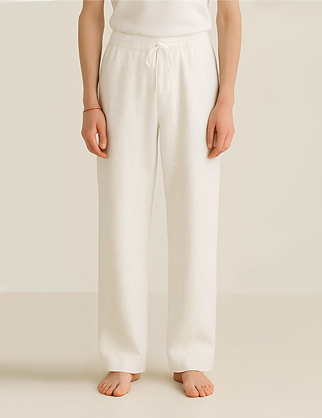 Ivory Relaxed-Fit Linen Pants
