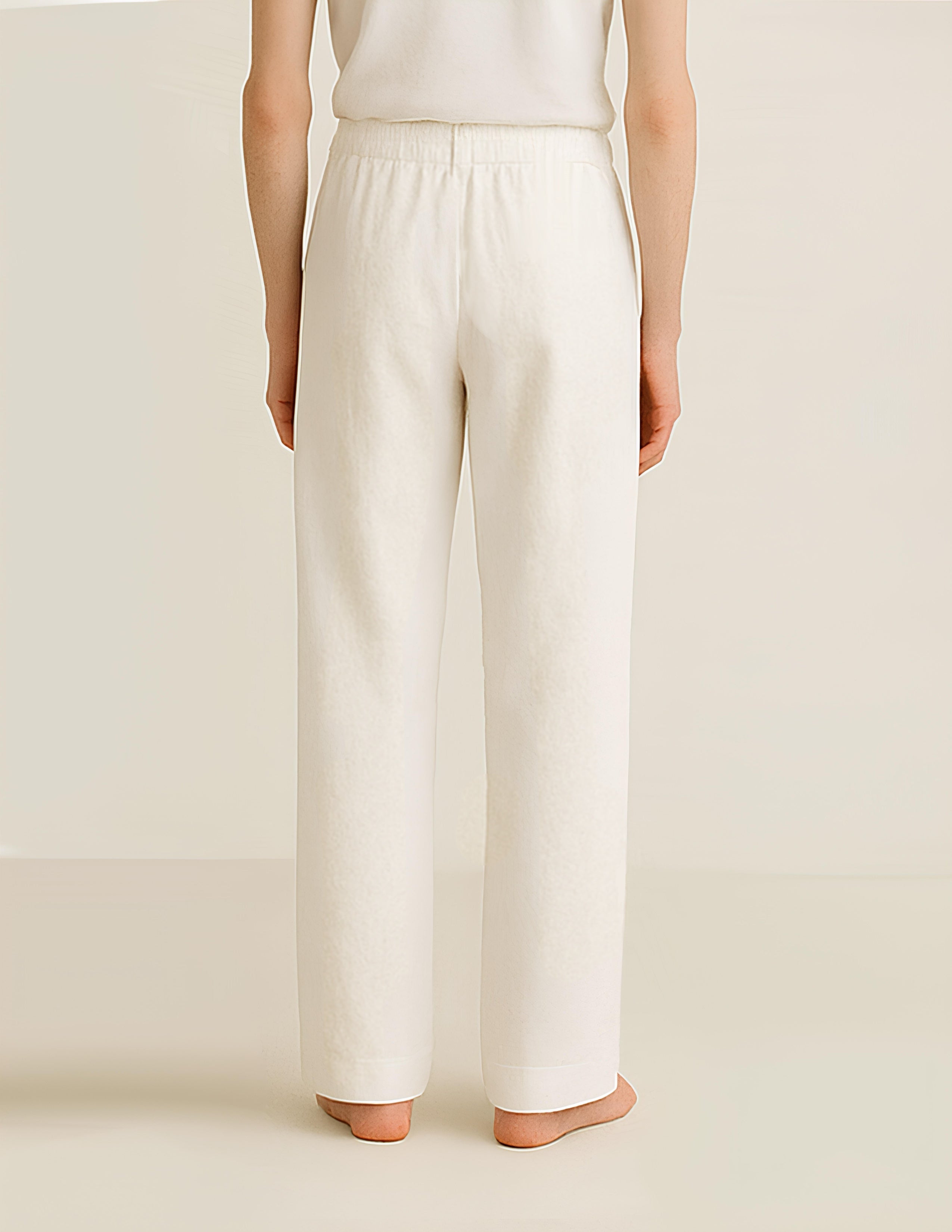 Ivory Relaxed-Fit Linen Pants